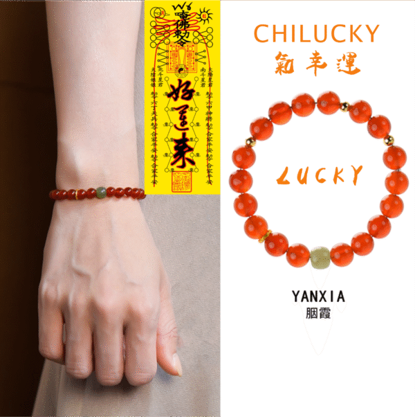 Natural Red Agate and Crystal Bracelet for Women, Chalcedony South Red Bracelet with Zodiac Year Good - luck Beads